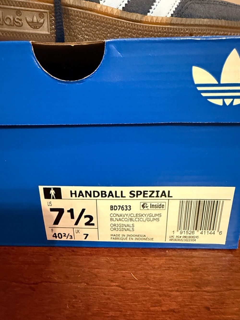 Adidas Handball Spezial Blue Suede Casual Sneakers with Light Blue Stripes - Picture 7 of 9